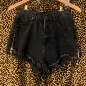 Black Denim UNIF cutoffs